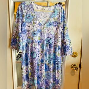 NWOT- Lilly Pulitzer Jannie Floral V-Neck Dress in “ Let it Gogh”- size Large